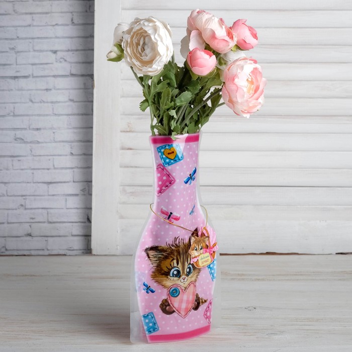 Пакет для цветов (ваза) с открыткой "Дочке"