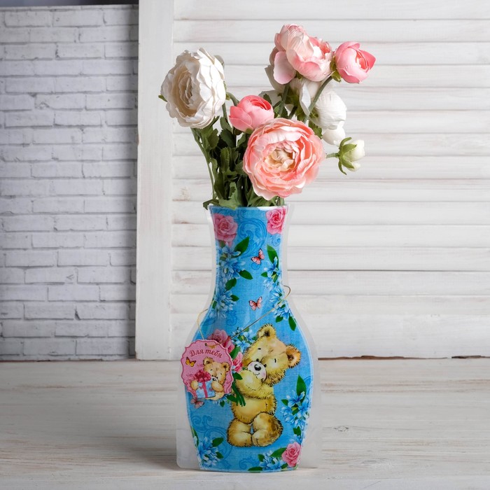 Пакет для цветов (ваза) с открыткой "Мишка"