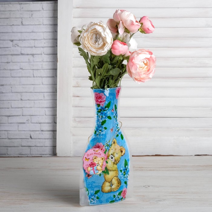 Пакет для цветов (ваза) с открыткой "Мишка"