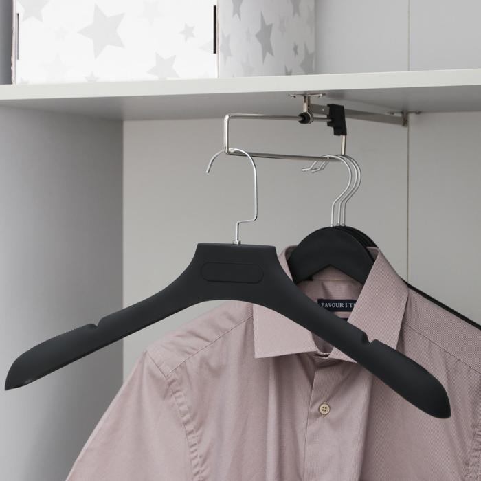 Плечики - вешалка для одежды, размер 48-50, покрытие soft-touch, цвет чёрный