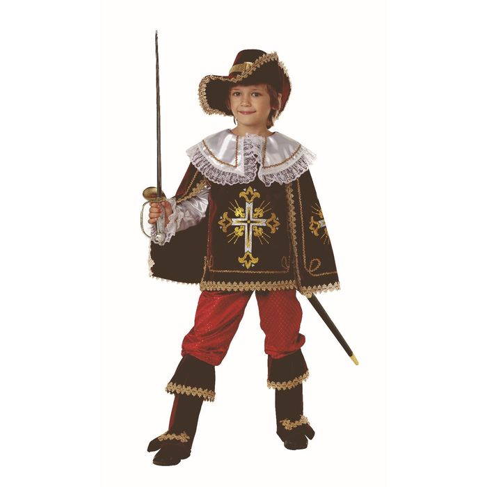 Карнавальный костюм "Мушкетёр короля", бархат, парча, р-р 36, рост 146 см, цвет бордовый