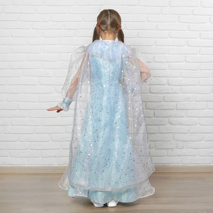 Детский карнавальный костюм "Снежная королева", парча, р-р 28, рост 110 см