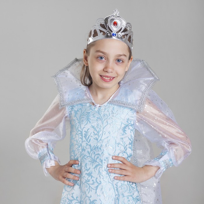 Детский карнавальный костюм "Снежная королева", парча, р-р 36, рост 140 см