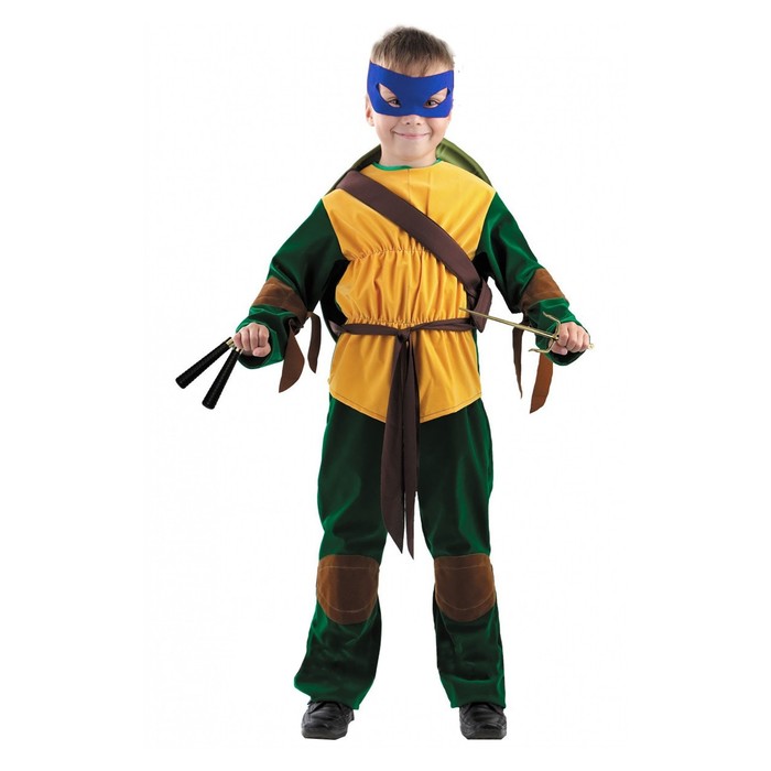 Детский карнавальный костюм "Черепашка-ниндзя", бархат, р-р 28, рост 110 см