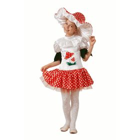 Карнавальный костюм «Грибок- девочка», текстиль, (платье, шапка), размер 32, рост 122 см Ош