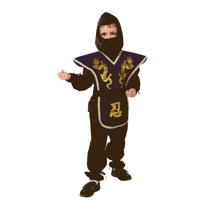 Карнавальный костюм "Ниндзя", текстиль, р-р 28, рост 110 см, цвет синий