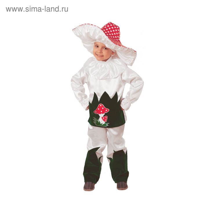 фото Карнавальный костюм «грибок», текстиль, (куртка, брюки, шляпа), размер 30, рост 116 см батик