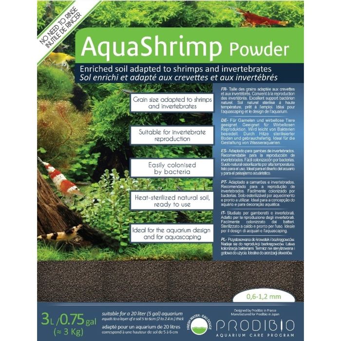 Грунт для креветок и беспозвоночных AquaShrimp Powder 0,6-1,2мм, 3л