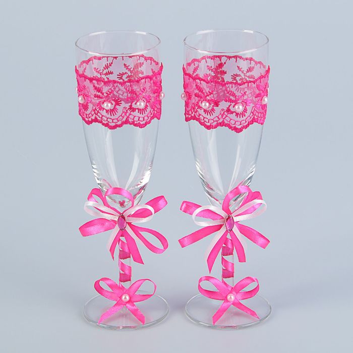 Набор свадебных бокалов для битья «Элит», 2 шт., розовый