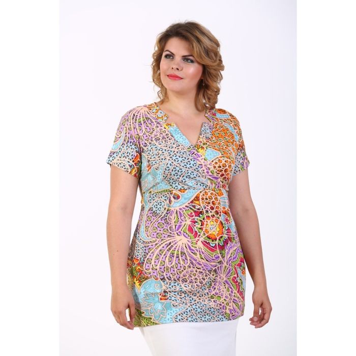 Туника женская, размер 50, цветной принт 172В464