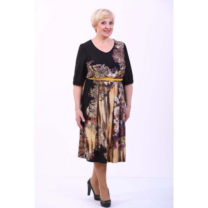 Платье женское, размер 52, чёрный принт 914Д1288