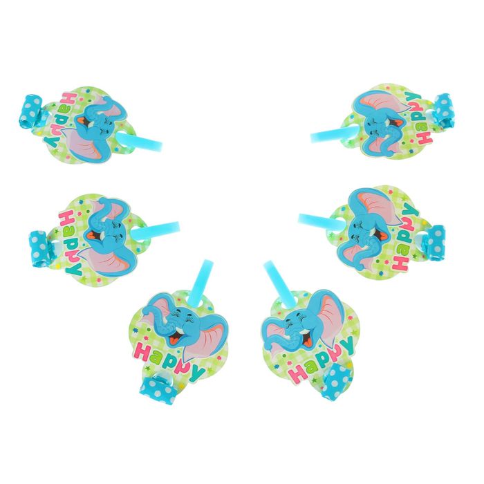 Язычок "Веселый слоник" голубой цвет (набор 6 шт)