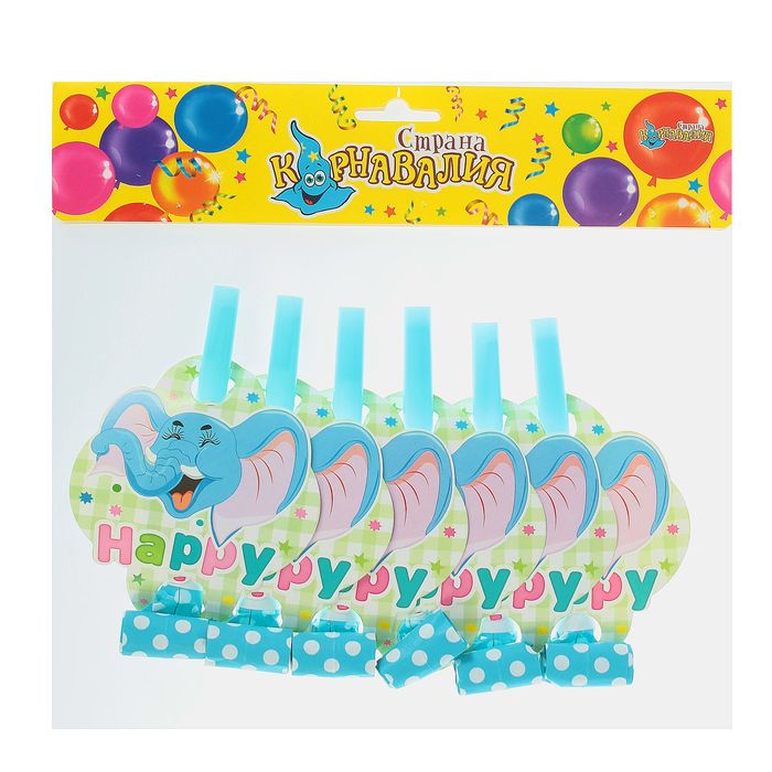 Язычок "Веселый слоник" голубой цвет (набор 6 шт)