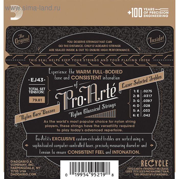 

Струны для классической гитары D`Addario EJ43 PRO ARTE Light
