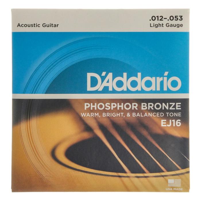 фото Струны для акустической гитары d`addario ej16 phosphor bronze light 12-53