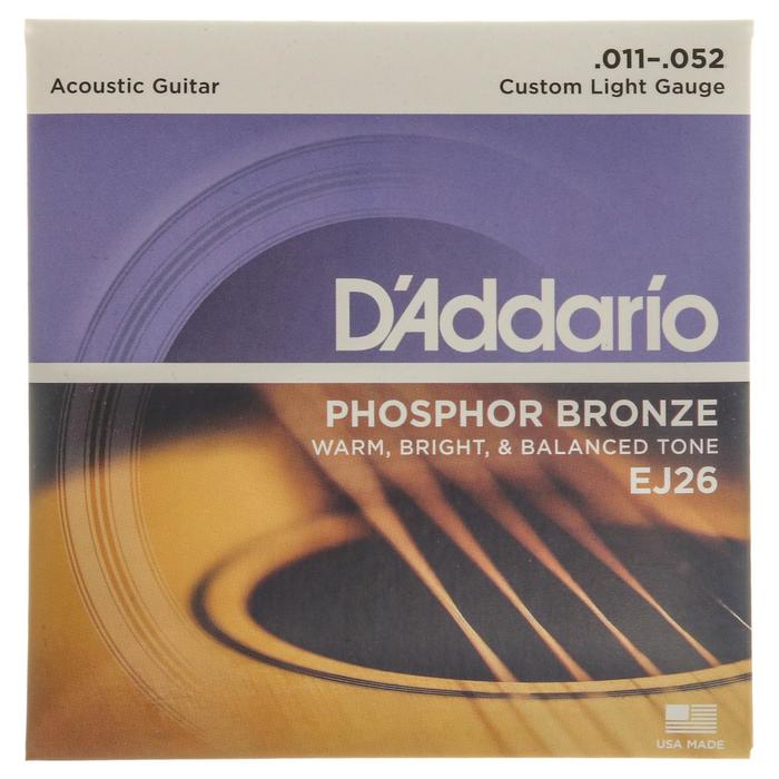 Струны для акустической гитары D`Addario EJ26 PHOSPHOR BRONZE Custom Light 11-5 d addario exp coated bronze light 10 47 exp36