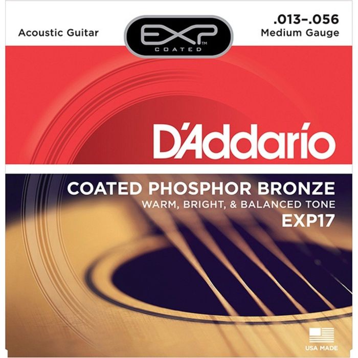 Струны для акустической гитары D'Addario EXP17 Coated Phosphor Bronze , Medium, 13-56