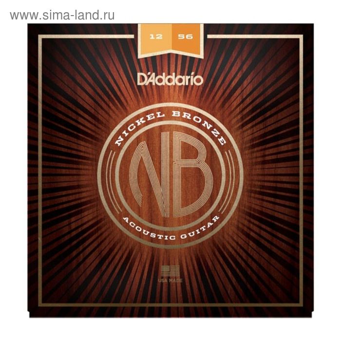 Струны для акустической гитары D'Addario NB1256 Nickel Bronze, Light Top/Med Bottom, 12-56