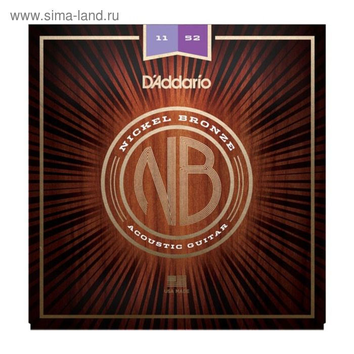 Струны для акустической гитары D'Addario NB1152 Nickel Bronze, Custom Light, 11-52