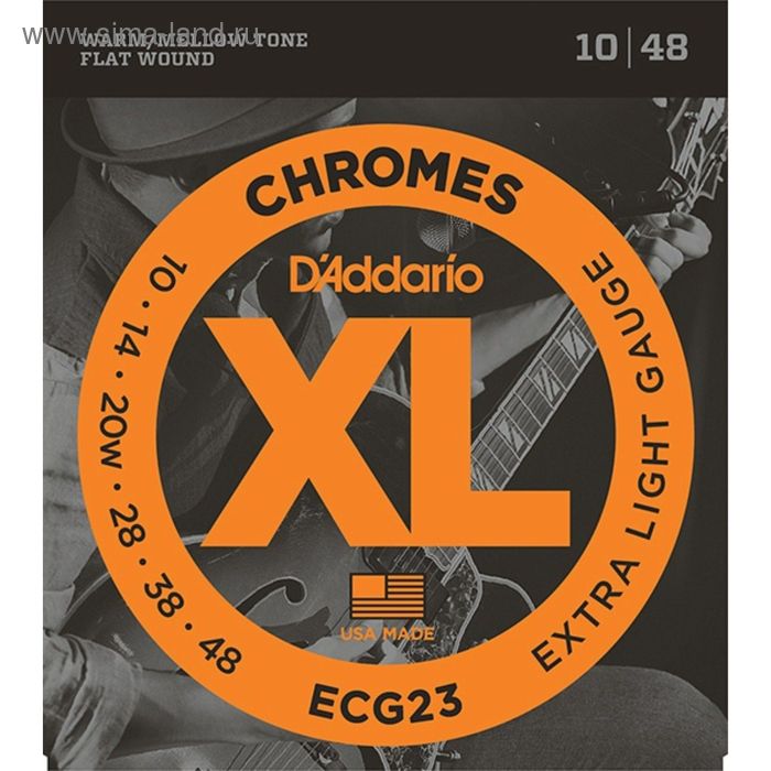 фото Струны для электрогитары d'addario ecg23 chromes flat wound, extra light, 10-48 d`addario