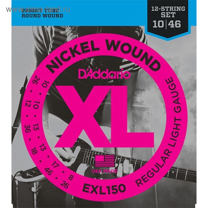 фото Струны для электрогитары d'addario exl150 nickel wound, regular light, 10-46 d`addario