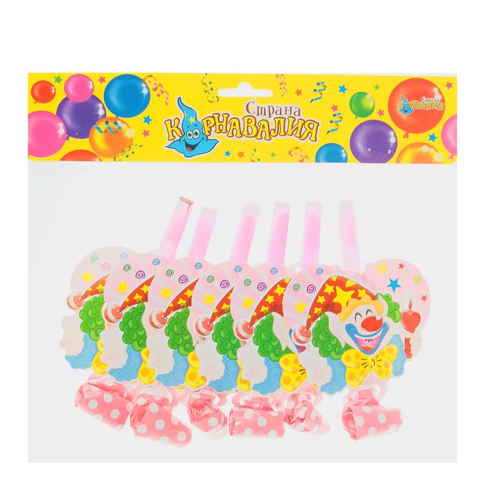 Язычок "Клоун со свечей" розовый цвет (набор 6 шт)