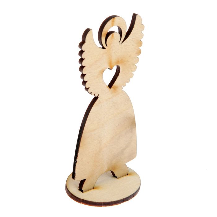 Фигурка для декора из фанеры на подставке "Влюбленный ангел" 4,5х9,5х3,5х0,4см (ДЭК-054)