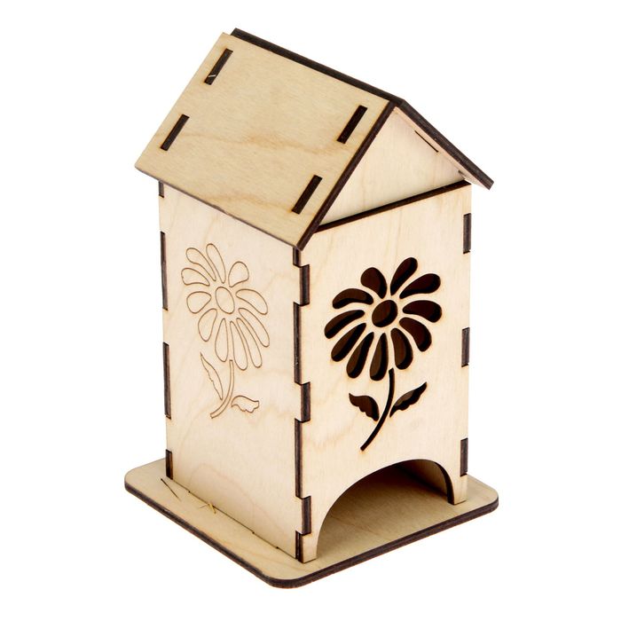 Чайный домик из фанеры "Цветок" 11х17,5х8 см (ЧД-002)