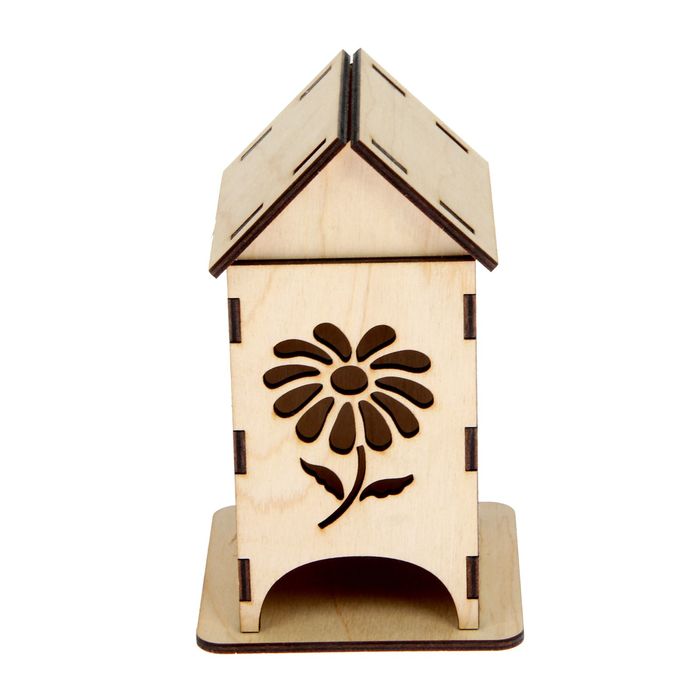 Чайный домик из фанеры "Цветок" 11х17,5х8 см (ЧД-002)