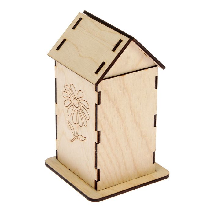 Чайный домик из фанеры "Цветок" 11х17,5х8 см (ЧД-002)