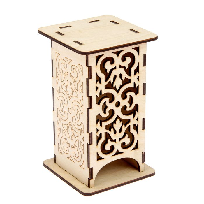 Чайный домик из фанеры "Узоры" 11х17,5х8 см (ЧД-005)