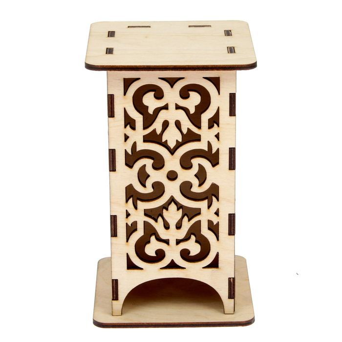 Чайный домик из фанеры "Узоры" 11х17,5х8 см (ЧД-005)