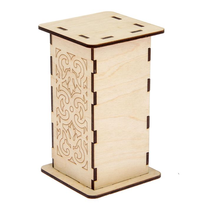 Чайный домик из фанеры "Узоры" 11х17,5х8 см (ЧД-005)