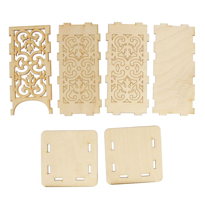 Чайный домик из фанеры "Узоры" 11х17,5х8 см (ЧД-005)