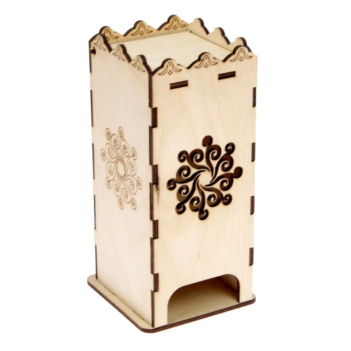 Чайный домик из фанеры "С Узорами" 9,2х21,7х8 см (ЧД-007)