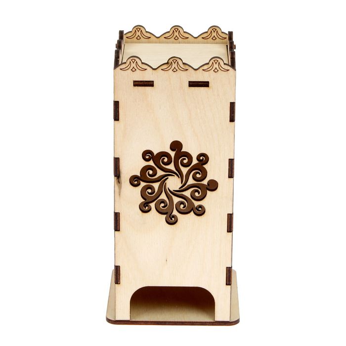 Чайный домик из фанеры "С Узорами" 9,2х21,7х8 см (ЧД-007)
