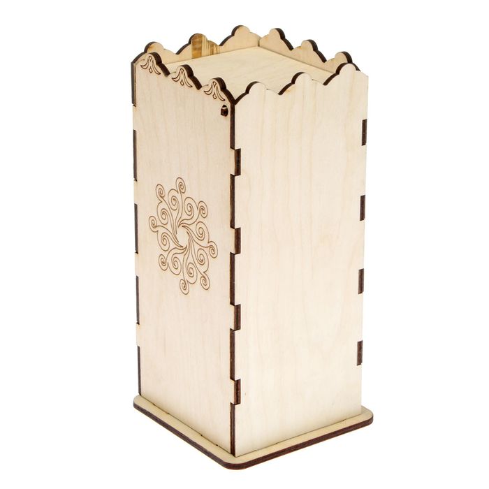 Чайный домик из фанеры "С Узорами" 9,2х21,7х8 см (ЧД-007)