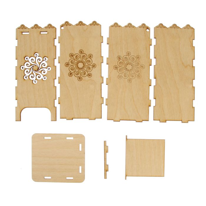 Чайный домик из фанеры "С Узорами" 9,2х21,7х8 см (ЧД-007)