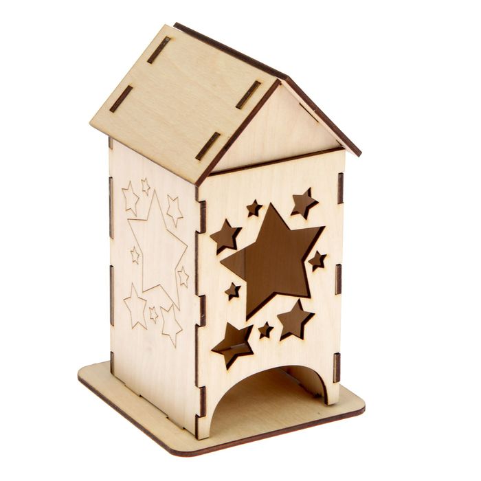 Чайный домик из фанеры "Звезды" 11х17,5х8 см (ЧД-010)