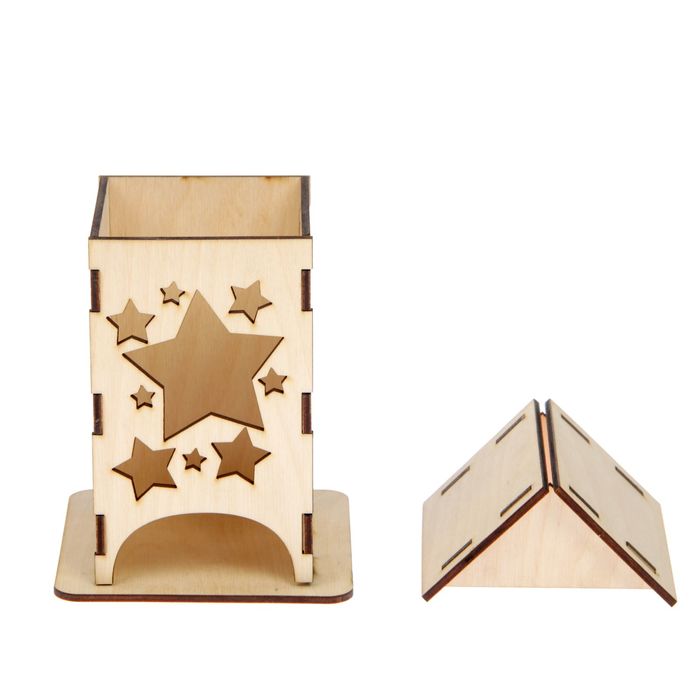 Чайный домик из фанеры "Звезды" 11х17,5х8 см (ЧД-010)