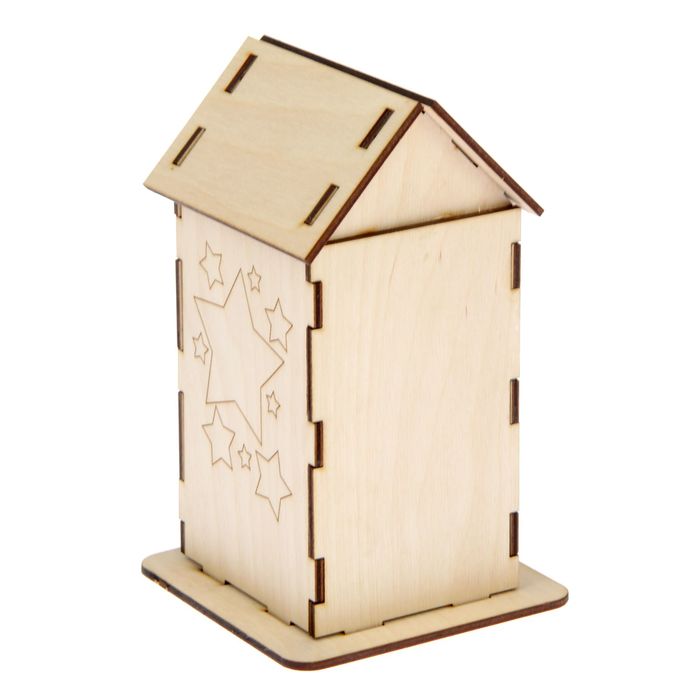 Чайный домик из фанеры "Звезды" 11х17,5х8 см (ЧД-010)