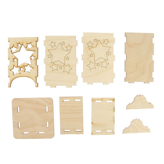 Чайный домик из фанеры "Звезды" 11х17,5х8 см (ЧД-010)