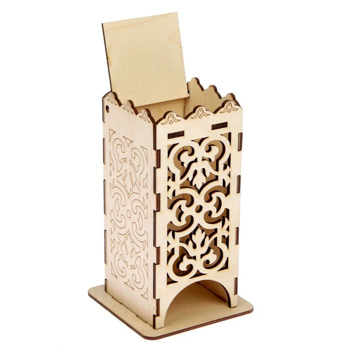 Чайный домик из фанеры "Узоры №2" 11х17,5х8 см (ЧД-011)