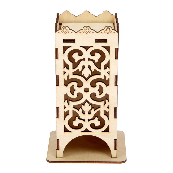 Чайный домик из фанеры "Узоры №2" 11х17,5х8 см (ЧД-011)