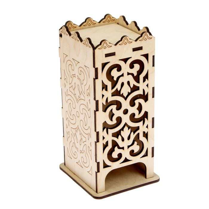 Чайный домик из фанеры "Узоры №2" 9,2х21,7х8 см (ЧД-012)