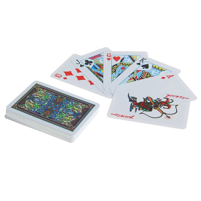 Набор карт игральных пластик 2 колоды по 54шт в пласт. коробке Qaisar 57х87мм 28мкр, микс