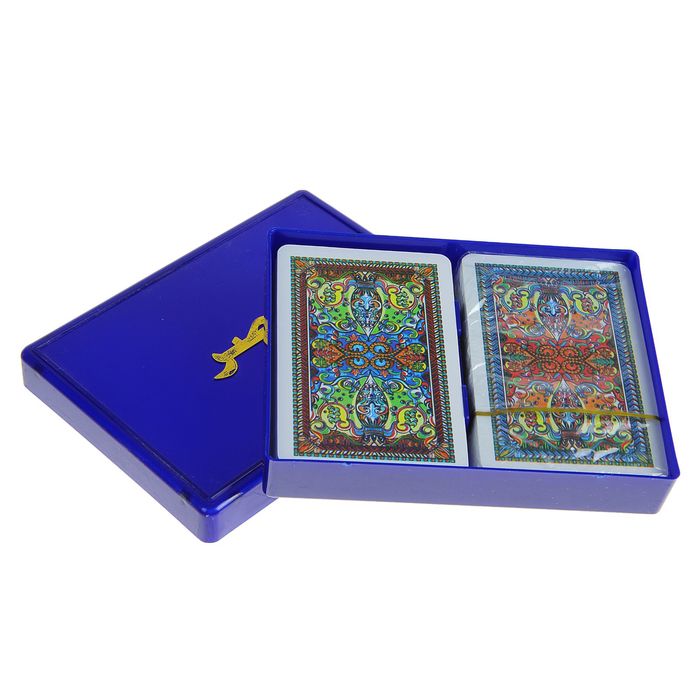 Набор карт игральных пластик 2 колоды по 54шт в пласт. коробке Qaisar 57х87мм 28мкр, микс