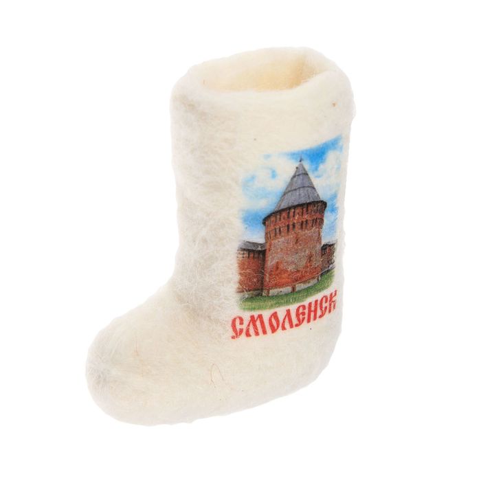 Магнит-валенок из войлока «Смоленск. Крепость», ручная работа