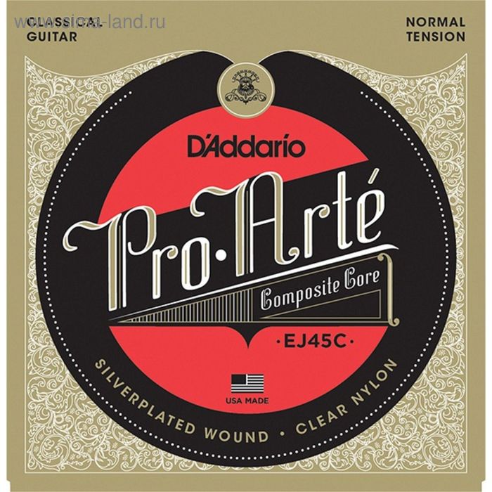 фото Струны для классической гитары d`addario ej45c composite pro arte normal