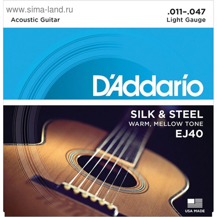 фото Струны для акустической гитары d`addario ej40 silk&steel 11-47